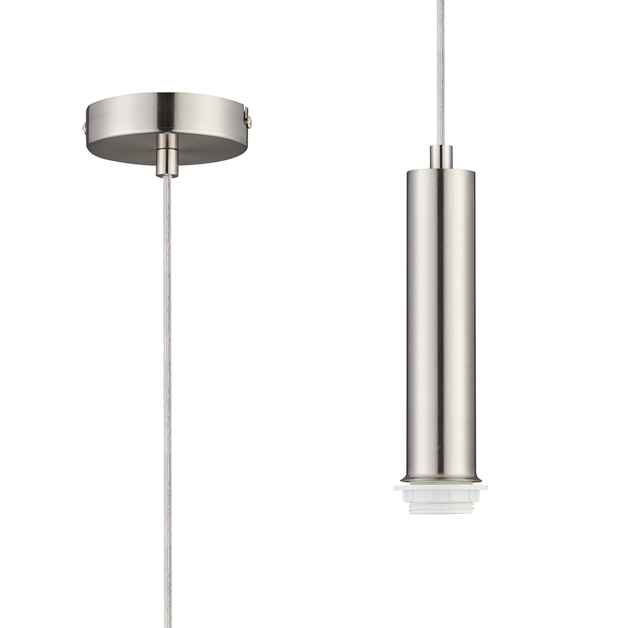 D0890SN  Wick 1.5m 1 Light Pendant, 1 x E27, Satin Nickel